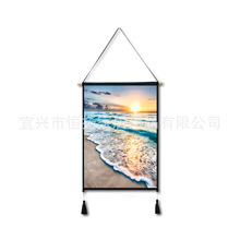夕阳海滩  数码印花棉麻北欧客厅卧室玄关装饰挂画 电表画 挂毯