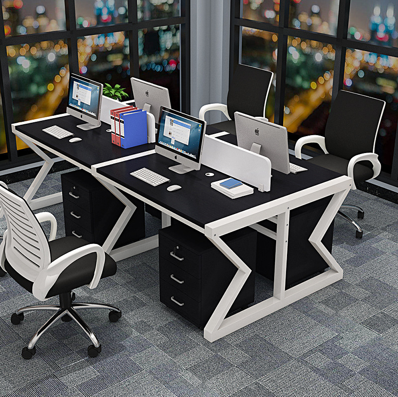 简约职员办公桌4人位员工电脑桌屏风工作位办公桌椅组合办公家具|ru
