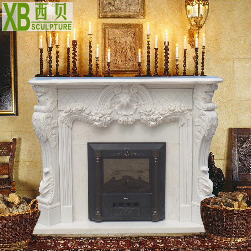 供应白色大理石壁炉 欧式简约风格 石材天然壁炉架定制 精品热销|ms
