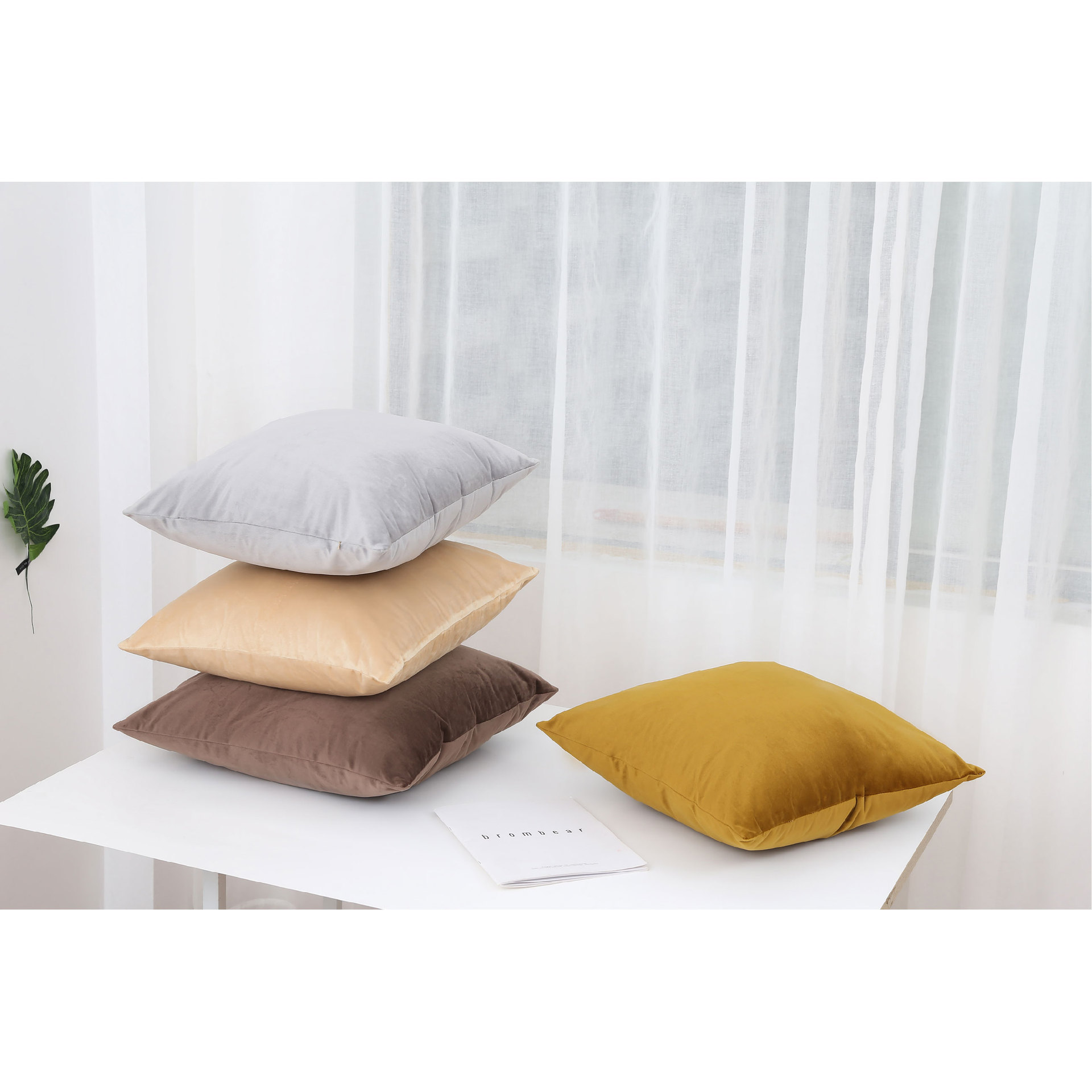 ins北歐風純色天鵝絨麗絲絨枕套抱枕 可定制家居辦公室抱枕靠墊套