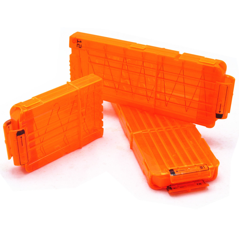 橙色透明软弹夹 通用NERF软弹枪配件 6 12 18 发软弹子弹盒
