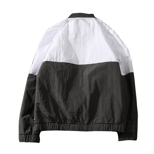 Men’s stand collar color matching zipper slim coat youth versatile casual trend jacket men