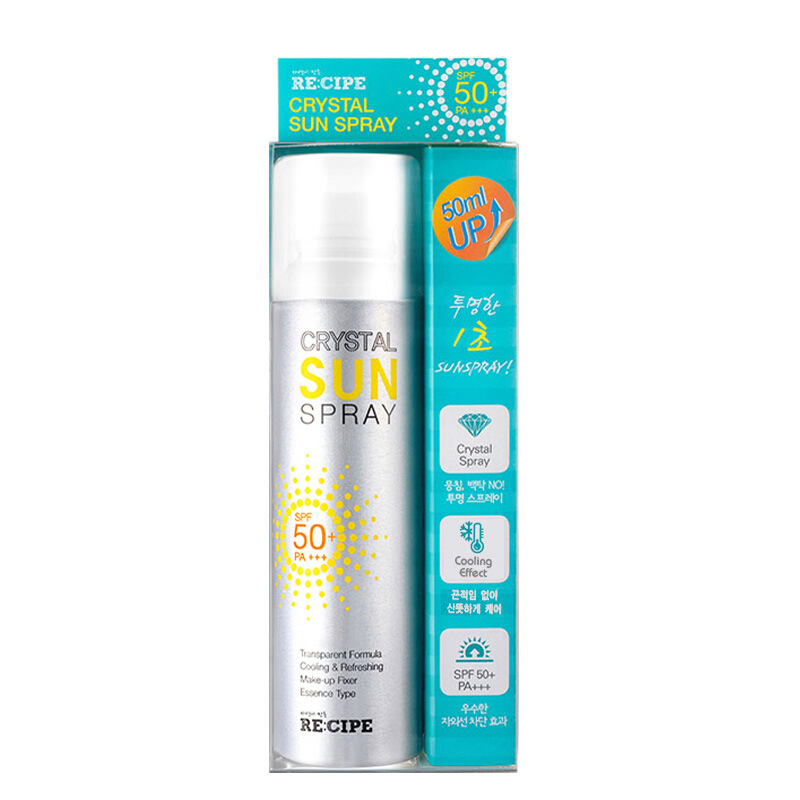韩国进口水晶防晒喷雾spf50防水嫩bai男女面部户外防紫外线150ml