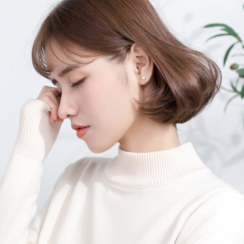 S925 plata esterlina croquetas de navidad adorables perlas de alce sin agujeros de orejas de cuerno de ciervo E5904