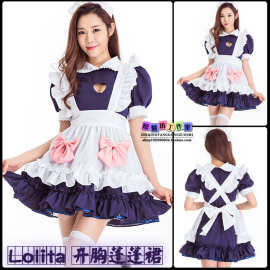 开胸女仆装Lolita蝴蝶结公主服蓬蓬裙动漫cos服餐厅工作服务员女
