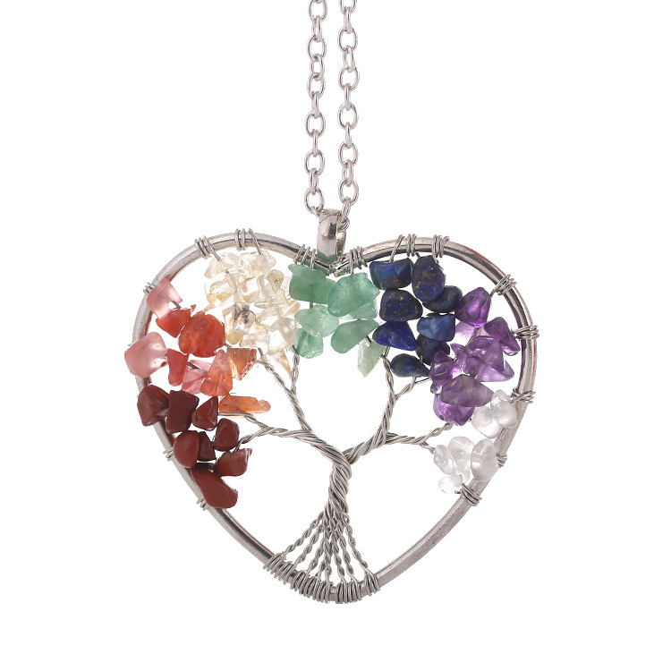 Retro Heart Shape Alloy Plating Natural Stone Pendant Necklace 1 Piece