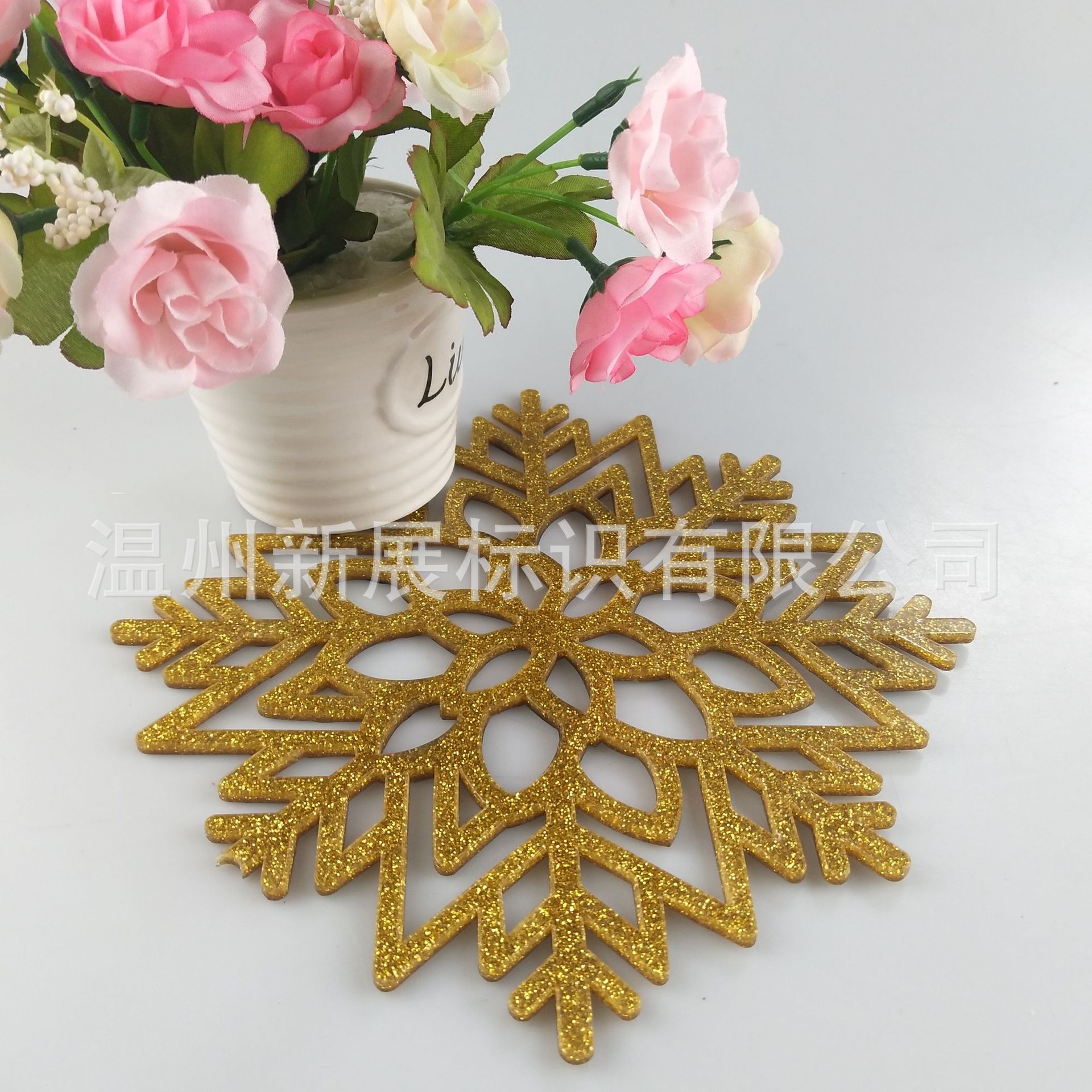 金葱银葱亚克力桌垫展示杯垫雪花扇形定制隔热展示垫装饰垫