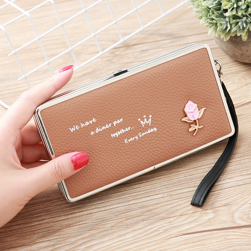 Fashion Lychee Pattern Long Multifunctional Embroidered Portable Wallet Wholesale display picture 21