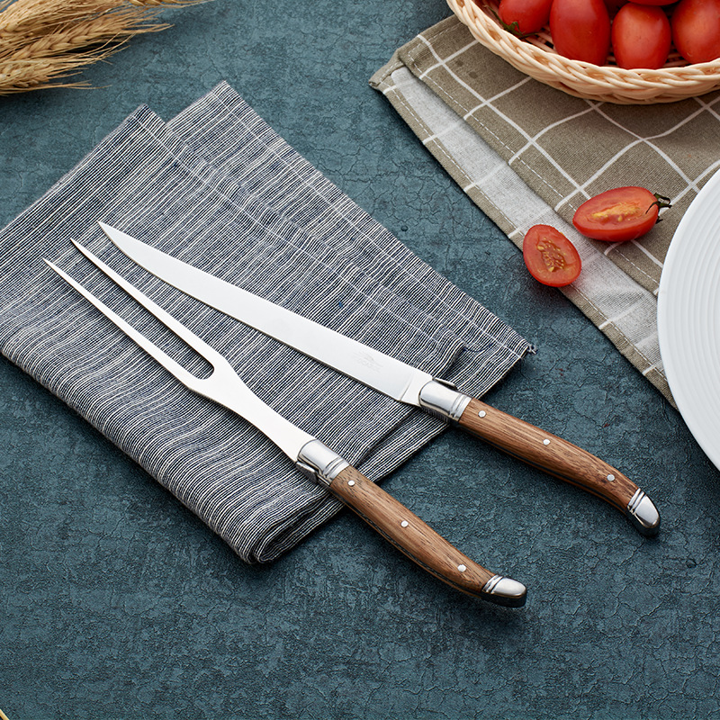 Imports of stainless steel Knife and fork tableware Wooden handle knife and fork Steak knife and fork Two piece set Western cutlery