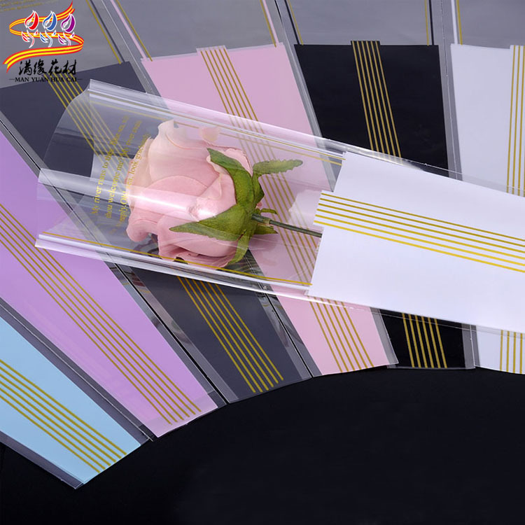 goods in stock wholesale flower packing Material Science Gilding stripe rose OPP Bouquet of flowers Bouquet of flowers Packaging bag