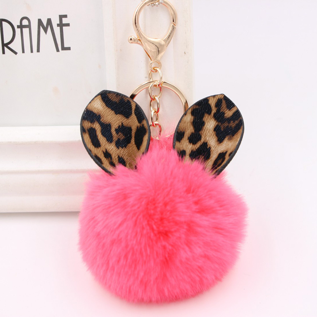 1 Piece Retro Ear Leopard Simulation Wool Plating Bag Pendant Keychain display picture 3