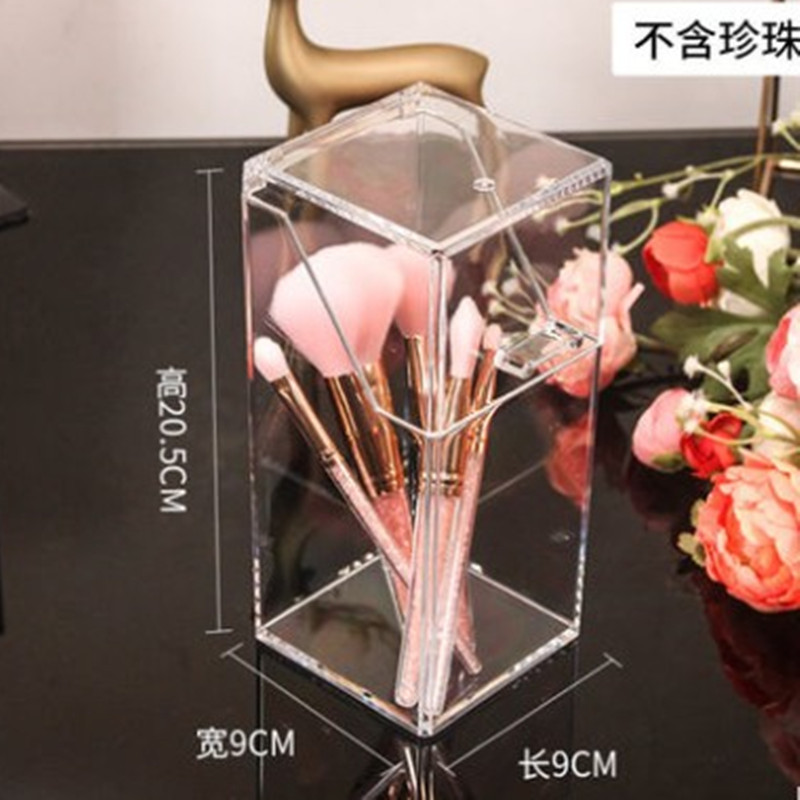 透明防塵化妝刷具筒美妝眉筆收納桶桌面收納盒翻蓋大小筆刷桶有蓋