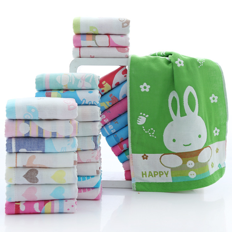 Factory Direct Supply Gauze Cartoon Cute Small Square Towel Baby Saliva Towel Gift Small Towel Drop Shipping