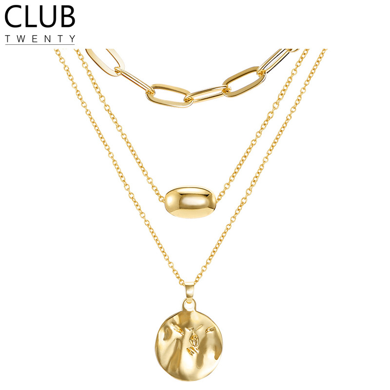 Europeo y americano transfronterizo elegante colgante collar de múltiples capas de cadena de clavícula simple de las mujeres collar elegante suéter accesorios de ropa