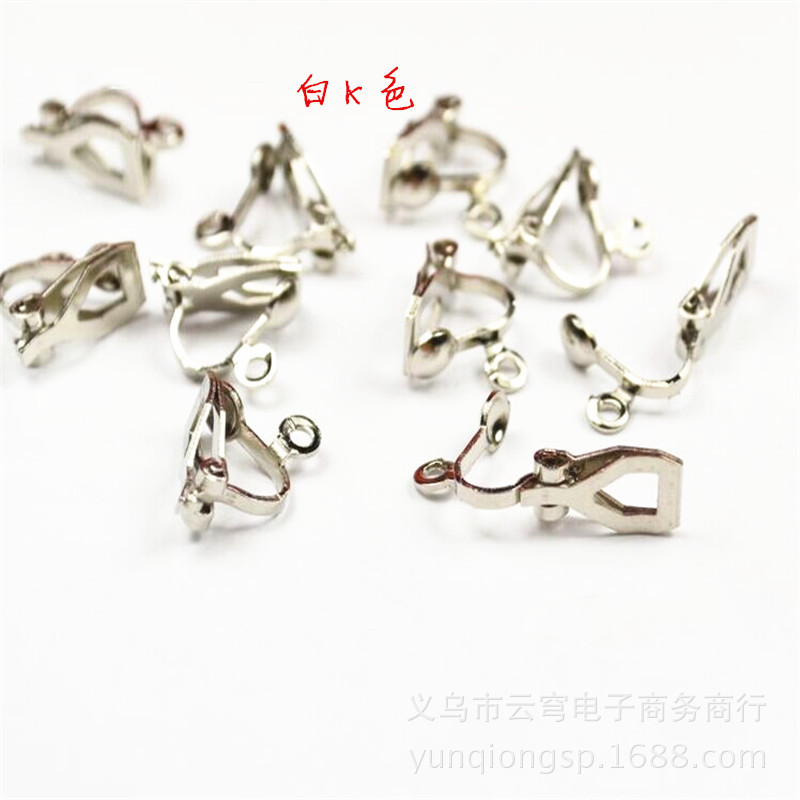 DIY饰品配件 铜质有吊三角夹 无耳洞耳夹 有吊带圈 现货供应