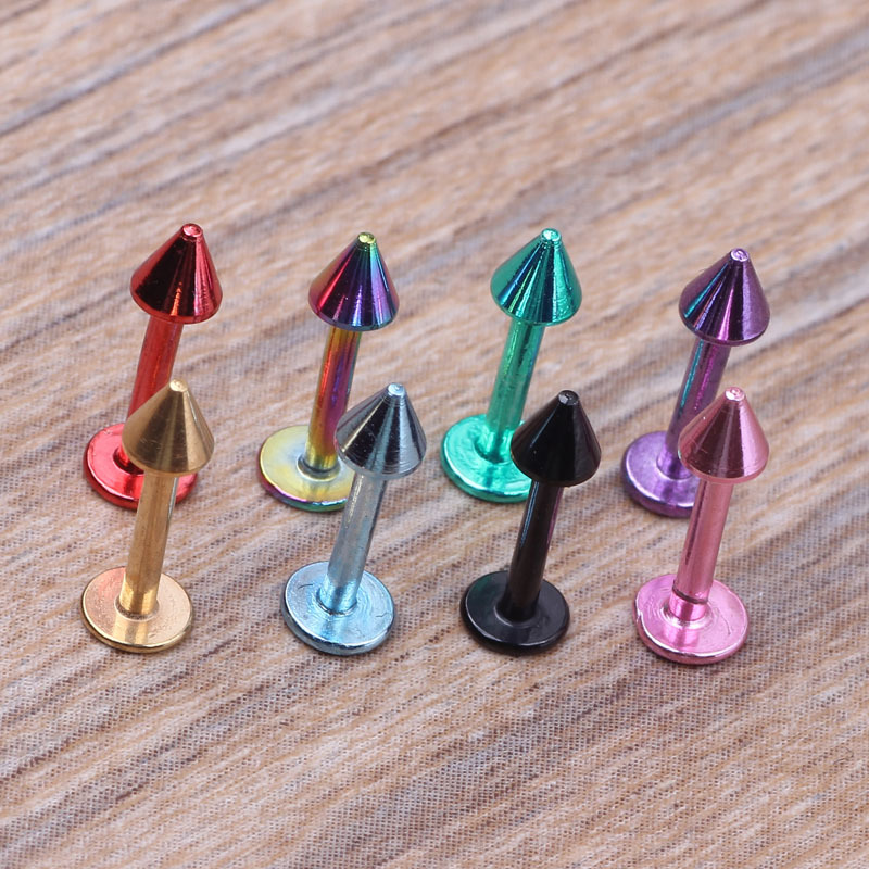 Pointed labret stud close-up product detail