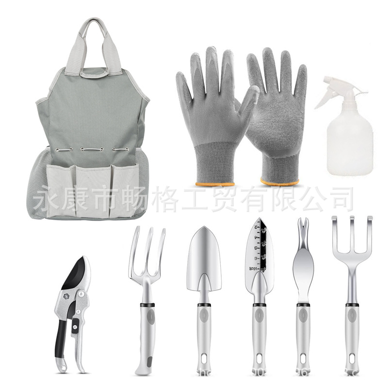 亚马逊热销9件套铝合金花园组合工具套装园林工具套装滑轮剪