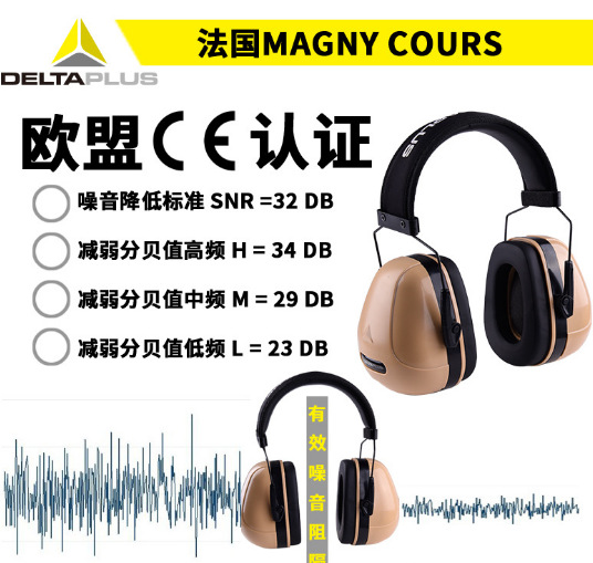 代尔塔103016耳罩睡觉用防噪音工作学习工厂防护降噪耳机