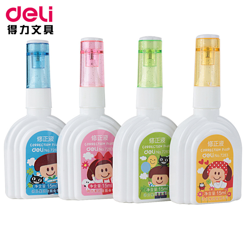 得力管状瓶装修正液修改液涂改液纠错液  质量保障 7283 15ml|ms