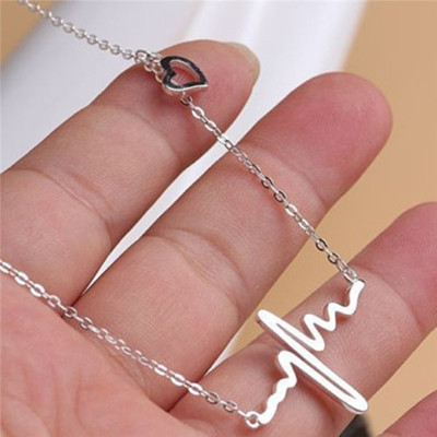Wave Clavicle Chain Ecg Necklace Heart Frequency Pendant Necklace Heart Chain Necklace Wholesale display picture 4