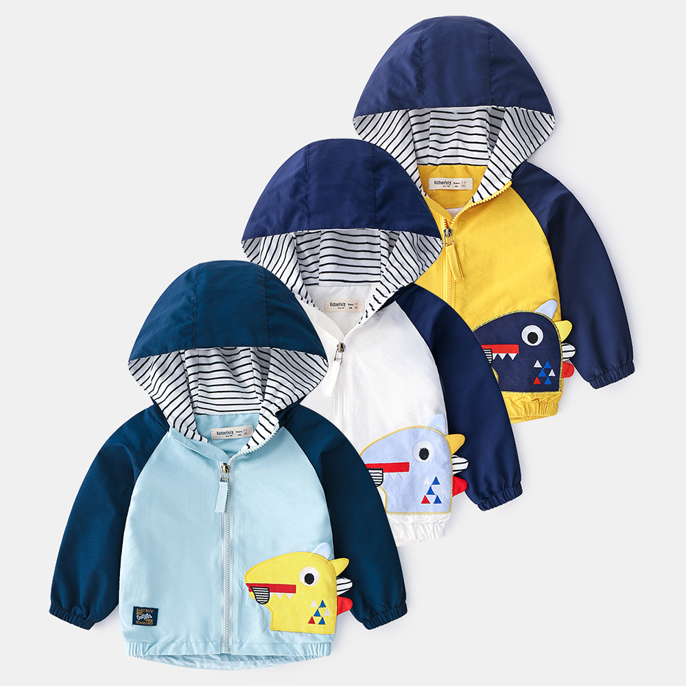 new pattern Spring Korean Edition Raglan sleeve Embroidery Cartoon Hooded zipper Jacket coat wholesale On behalf of