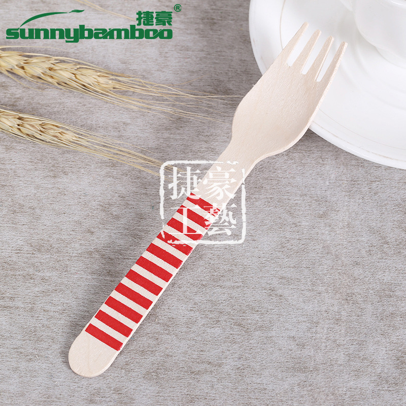 New cute printed disposable knives, forks and spoons, portable disposable tableware for travel, wholesale of wooden knives, forks and spoons for restaurants detail image 11