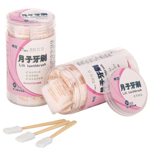 Postpartum toothbrush for the confinement period, disposable postpartum products, gauze disposable postpartum toothbrush with long handle, 30 pieces