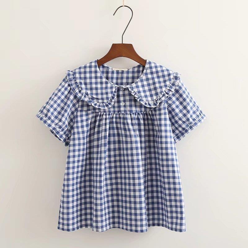2026 Summer New Style Top Japanese Cute Doll Collar Large Lapel Fresh Long-Sleeve Cotton Shirt for Women