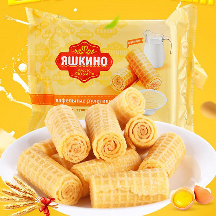 俄罗斯进口l炼乳蛋卷黄蛋卷160/盒