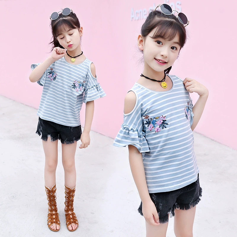 Short sleeve T-shirt, summer knitted summer clothing, for teenagers, western style