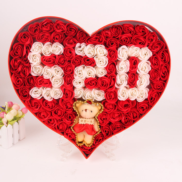 Mother's Day gift Soap flower Gift box 520 Frame bear gold powder 1314 originality birthday Wedding celebration Wholesale gift