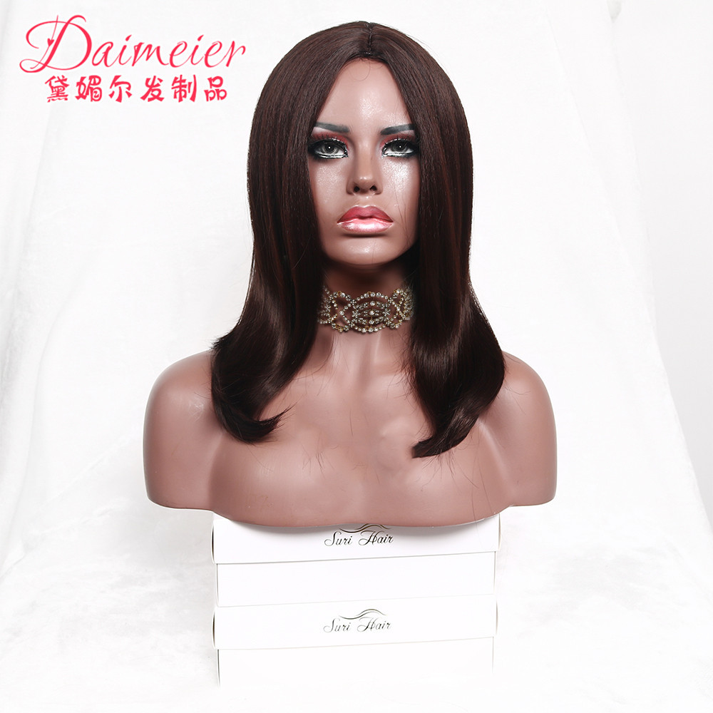 欧美假发 中分女士长直发化纤假发头套厂家现货批一件发代发批发