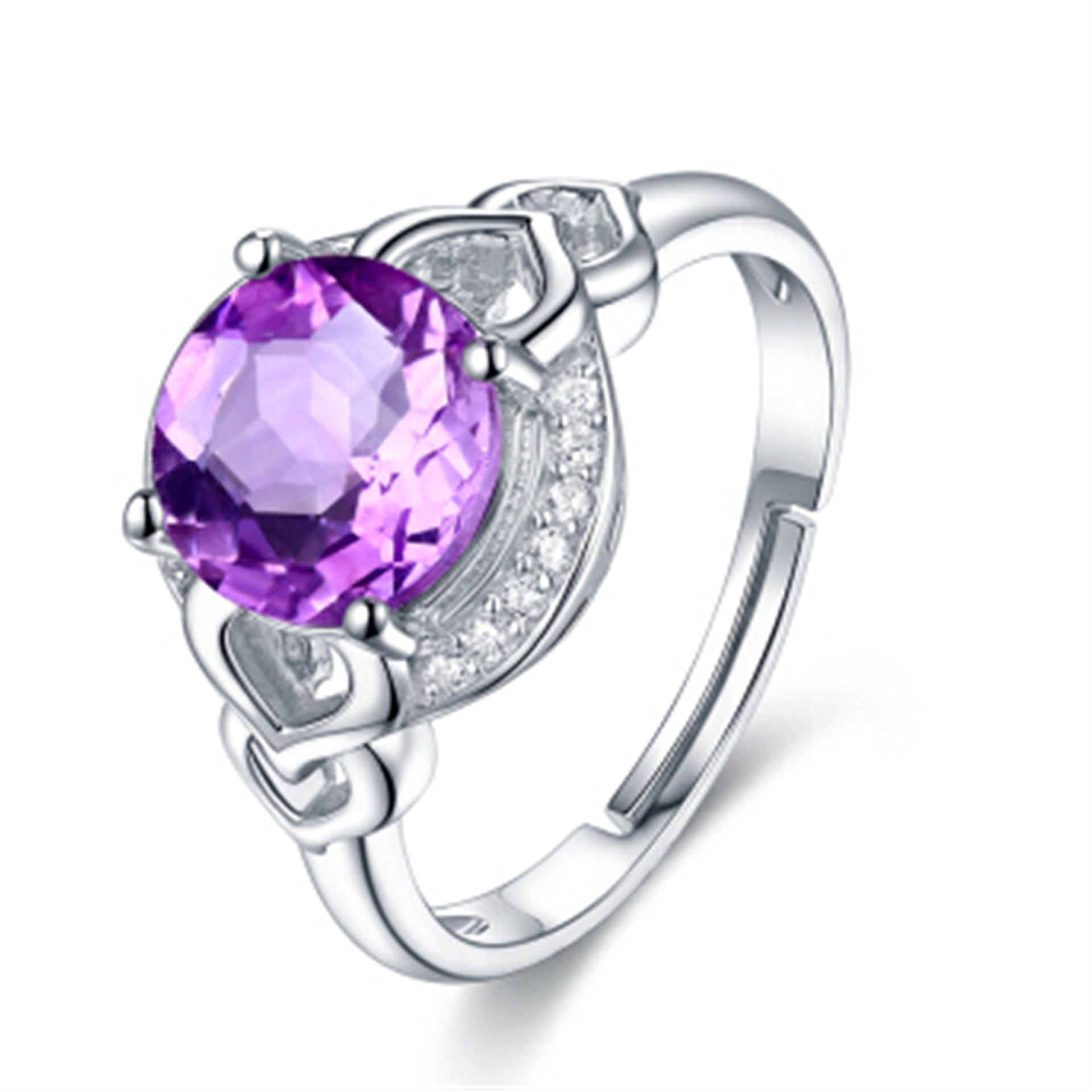 Designer ring voor dames met paarse amethist en zirkonia_voghion.com