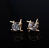 Fashionable crystal, square triangle, zirconium, copper earrings, Korean style
