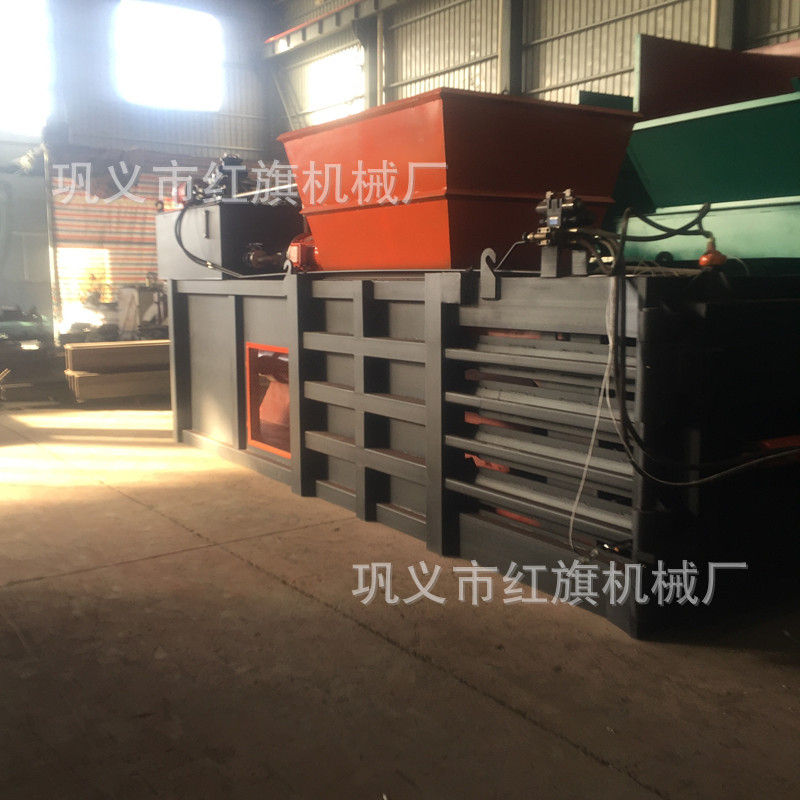 红旗机械卧式液压废纸打包机 全自动废纸箱打包机 秸秆打包捆扎机