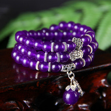天然水晶手链貔貅紫玉髓手链紫色水晶时尚女士手串礼物批发
