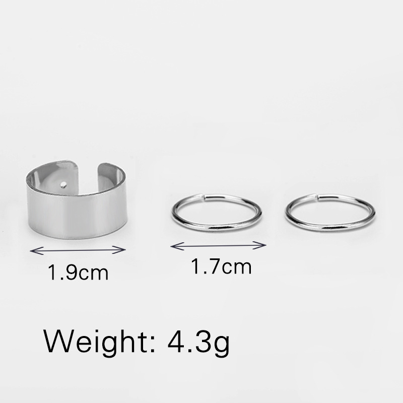 Geometric Glossy Ring Ring Ring Three-piece Ring Ring Female display picture 2
