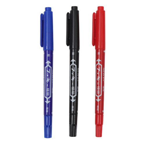 Oil-based marker small double-ended hook line art black blue red double-ended marker pen 10 pieces wholesale