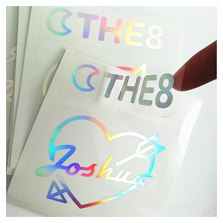 PVC透明不干胶镭射烫金标签不规则形状标签爱心烫金标签创意贴纸