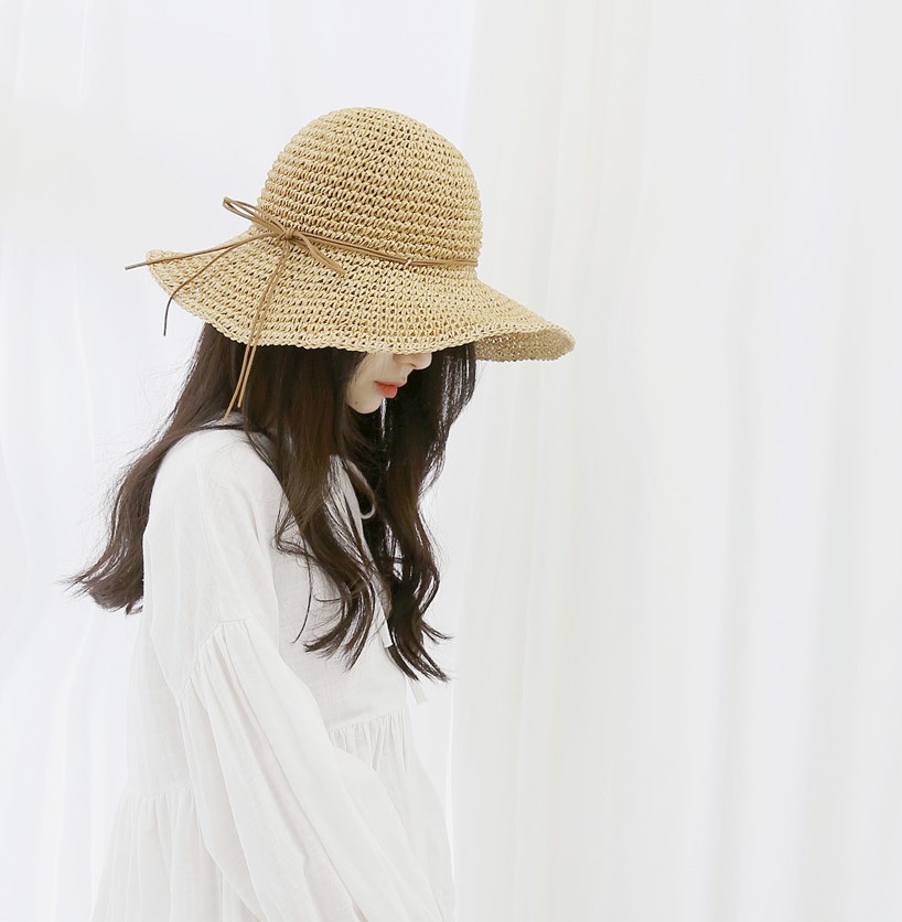 Women's Casual Beach Solid Color Big Eaves Sun Hat display picture 5