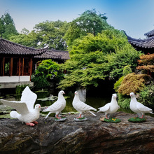 仿真动物鸽子雕塑花园景观摆件幼儿园庭院草坪和平白鸽橱窗装饰品