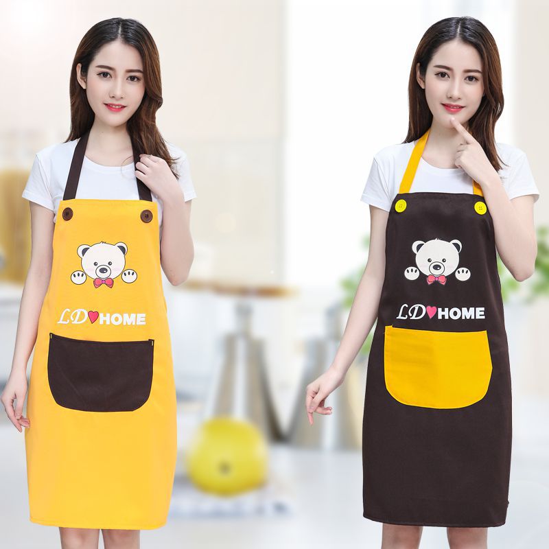 Factory in stock apron wholesale custom cartoon bear logo tooling supermarket clean kitchen oil-proof printing