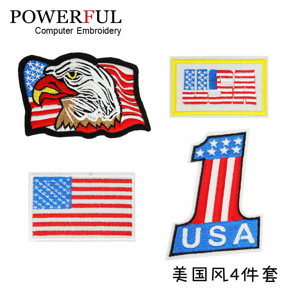 美国特色空军套装 风衣外套装饰绣花章标辅料 布贴1字USA雄鹰国旗