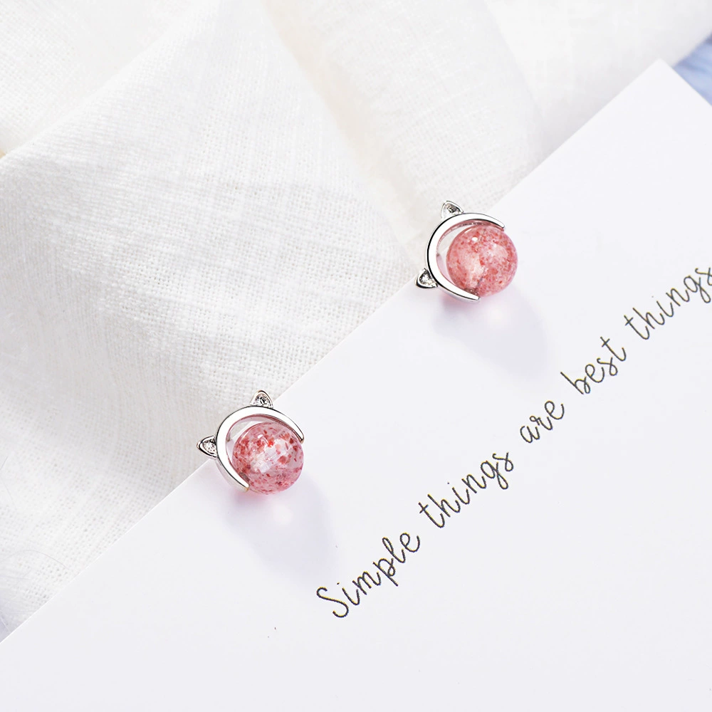 Свежие милые серьги, фуксия корейские kristallig? (earings) — оригинальный текст: "Fresh cute earrings, fuchsia Korean crystal earings, cat, cute animals, kitten, Korean style" перевод: "Свежие милые серьги, фуксиевые корейские кристаллические серьги, котик, милые животные, котенок, корейский стиль"