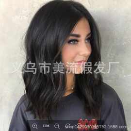 现货爆款速卖通假发 欧美爆款WIG时尚黑人女士中分短卷发化纤头套