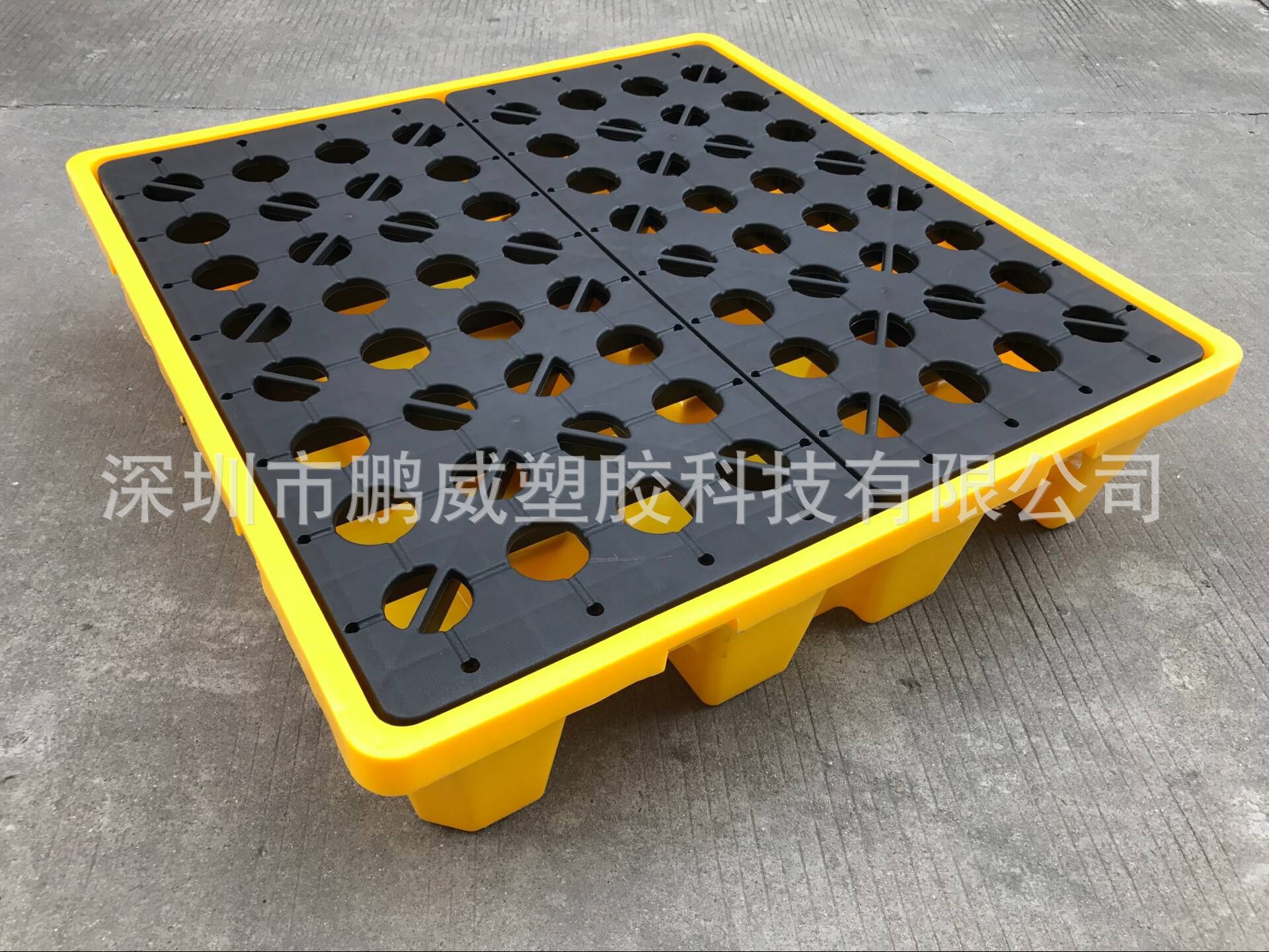 鹏威厂家直销 加厚4桶进叉车防渗漏托盘 化学品 工业油桶专用栈板