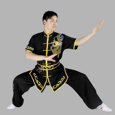 tai chi clothing chinese kung fu uniforms embroidered dragon long short sleeve martial arts costume boxing performance costume competition uniform for men and women