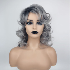 Overseas foreign trade European and American women short curly gray synthetic wig factory supply supports dropshipping