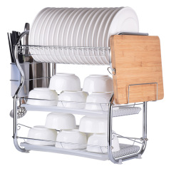 Three-layer dish rack draining rack functional bowl plate rack knife chopping board rack kitchen storage rack organizer shelf