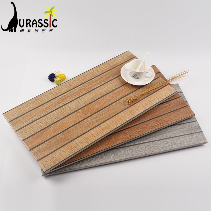 特色300*600仿实木乡村庭院阳台墙面瓷砖 仿古户外阳台木纹砖墙砖|ru